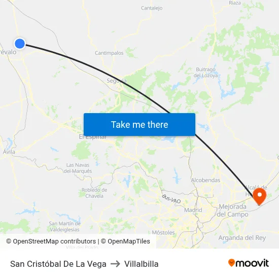 San Cristóbal De La Vega to Villalbilla map