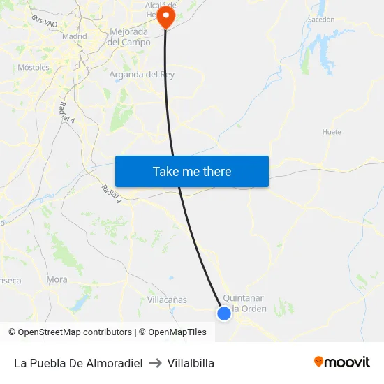 La Puebla De Almoradiel to Villalbilla map
