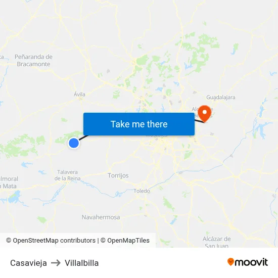 Casavieja to Villalbilla map