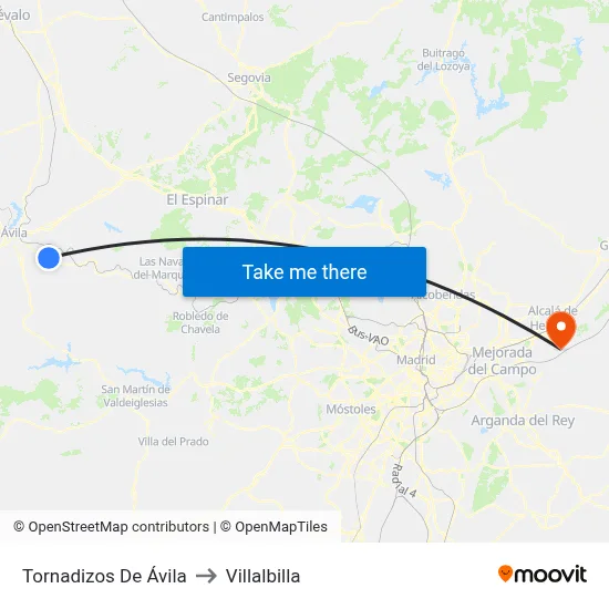 Tornadizos De Ávila to Villalbilla map