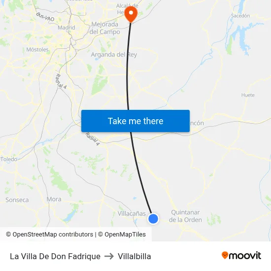 La Villa De Don Fadrique to Villalbilla map