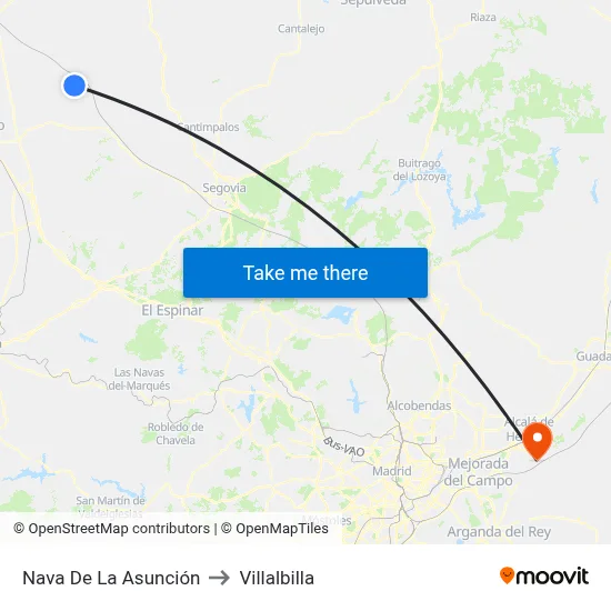 Nava De La Asunción to Villalbilla map