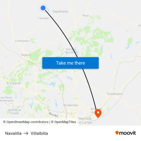 Navalilla to Villalbilla map