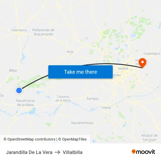 Jarandilla De La Vera to Villalbilla map
