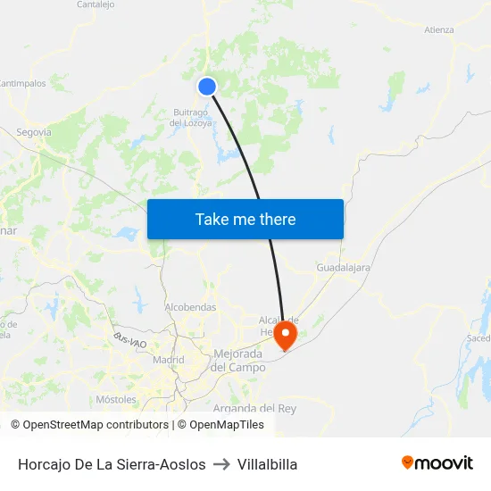 Horcajo De La Sierra-Aoslos to Villalbilla map
