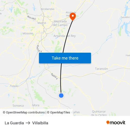 La Guardia to Villalbilla map