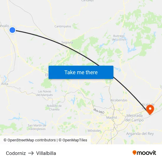 Codorniz to Villalbilla map