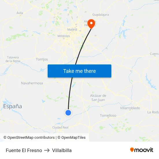 Fuente El Fresno to Villalbilla map