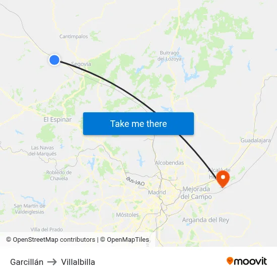 Garcillán to Villalbilla map