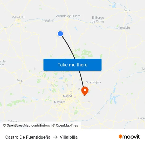 Castro De Fuentidueña to Villalbilla map