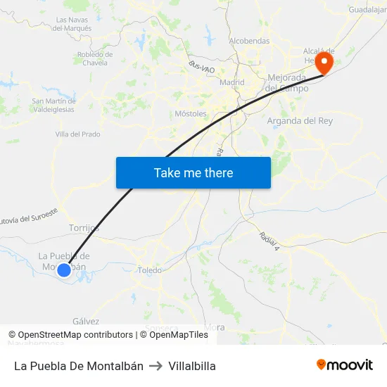 La Puebla De Montalbán to Villalbilla map