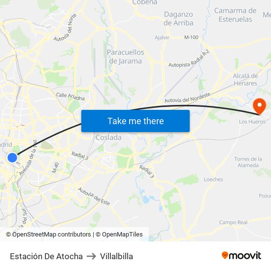 Estación De Atocha to Villalbilla map
