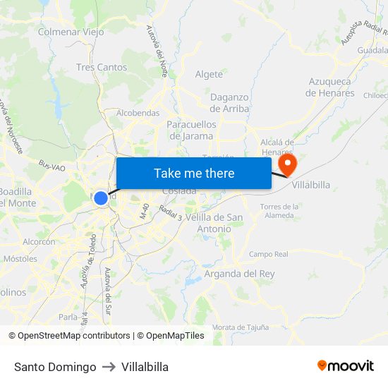 Santo Domingo to Villalbilla map