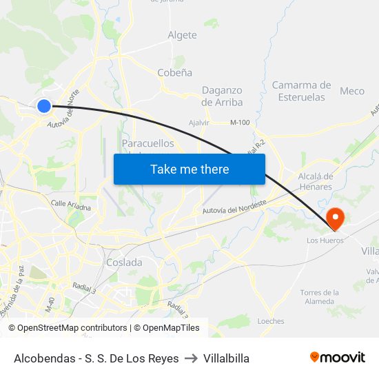 Alcobendas - S. S. De Los Reyes to Villalbilla map