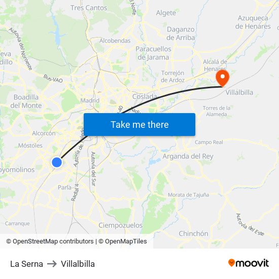 La Serna to Villalbilla map