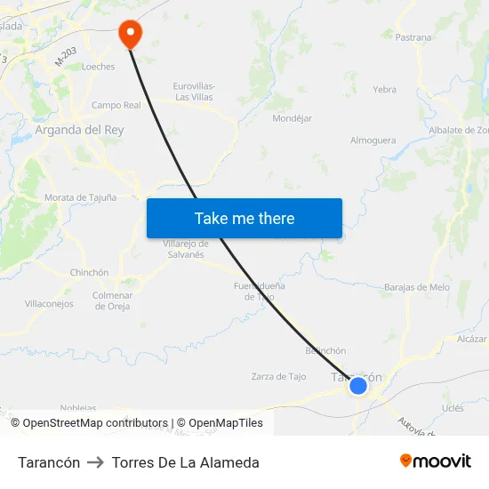 Tarancón to Torres De La Alameda map