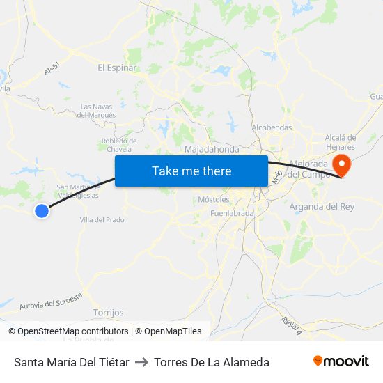 Santa María Del Tiétar to Torres De La Alameda map