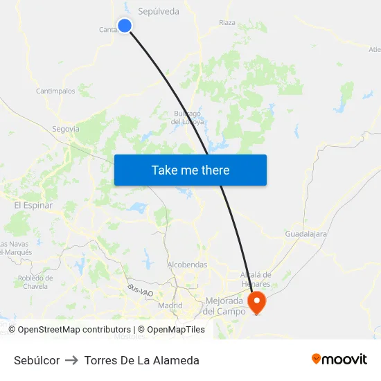 Sebúlcor to Torres De La Alameda map
