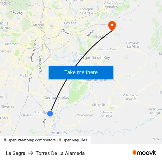 La Sagra to Torres De La Alameda map