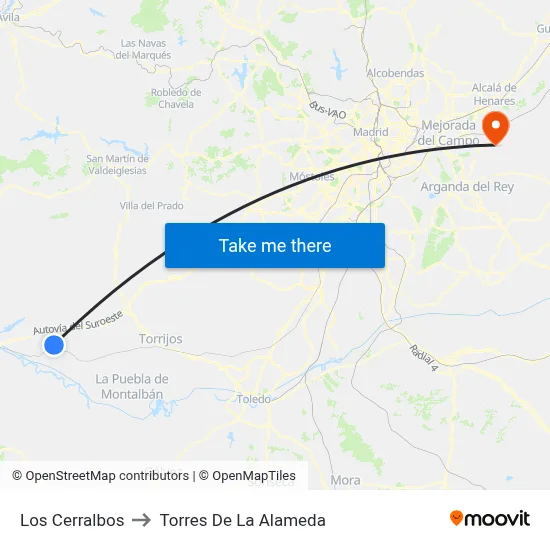 Los Cerralbos to Torres De La Alameda map