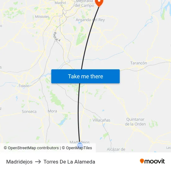 Madridejos to Torres De La Alameda map