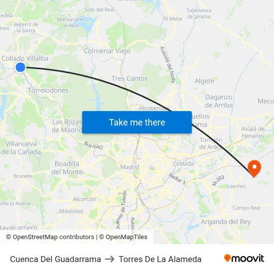 Cuenca Del Guadarrama to Torres De La Alameda map