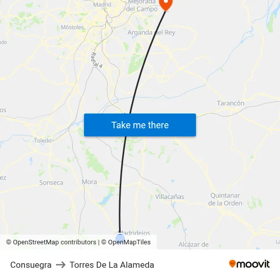 Consuegra to Torres De La Alameda map