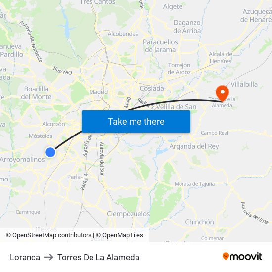 Loranca to Torres De La Alameda map