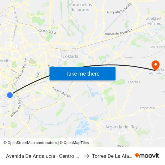 Avenida De Andalucía - Centro Comercial to Torres De La Alameda map