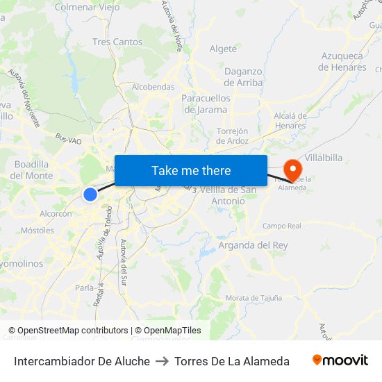 Intercambiador De Aluche to Torres De La Alameda map