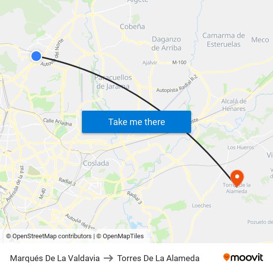 Marqués De La Valdavia to Torres De La Alameda map