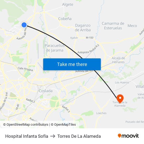 Hospital Infanta Sofía to Torres De La Alameda map