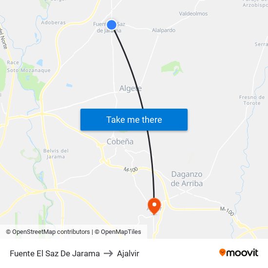 Fuente El Saz De Jarama to Ajalvir map
