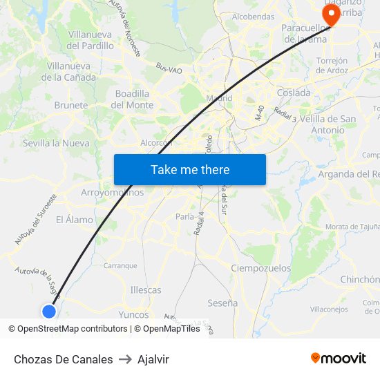 Chozas De Canales to Ajalvir map