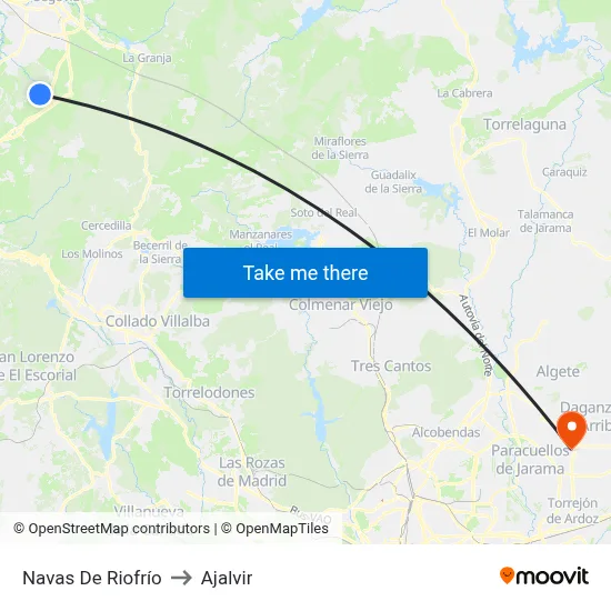 Navas De Riofrío to Ajalvir map
