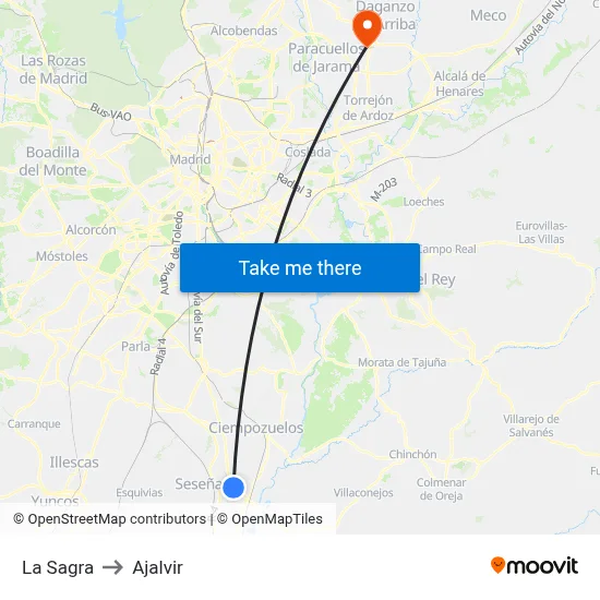 La Sagra to Ajalvir map