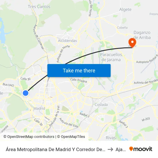 Área Metropolitana De Madrid Y Corredor Del Henares to Ajalvir map