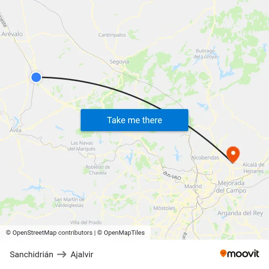 Sanchidrián to Ajalvir map