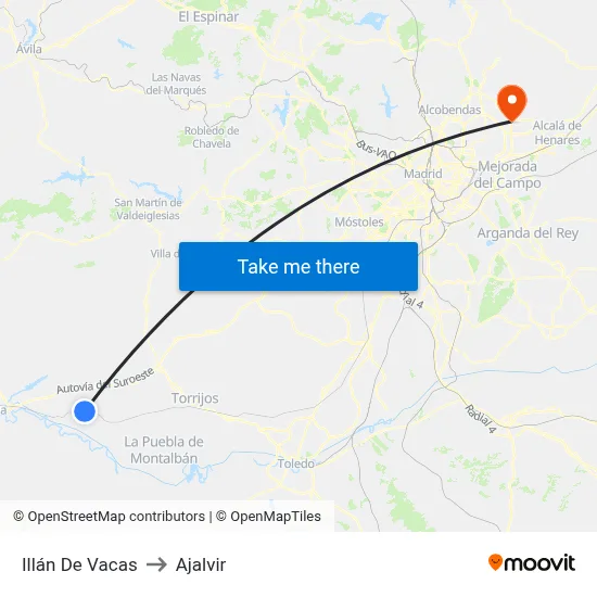 Illán De Vacas to Ajalvir map