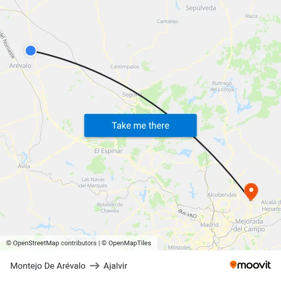 Montejo De Arévalo to Ajalvir map