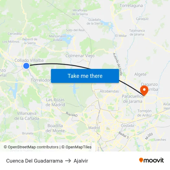 Cuenca Del Guadarrama to Ajalvir map