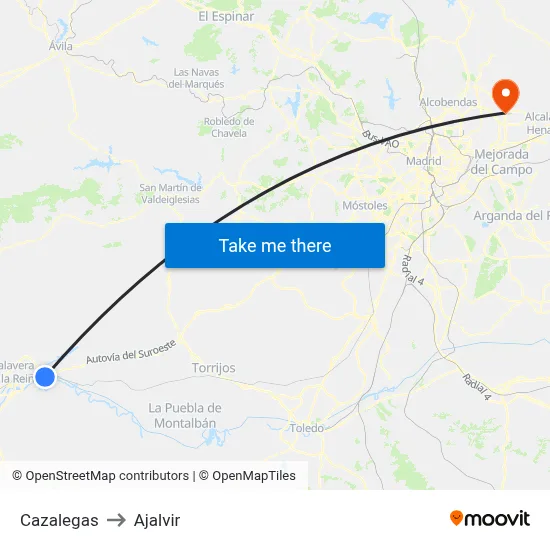 Cazalegas to Ajalvir map