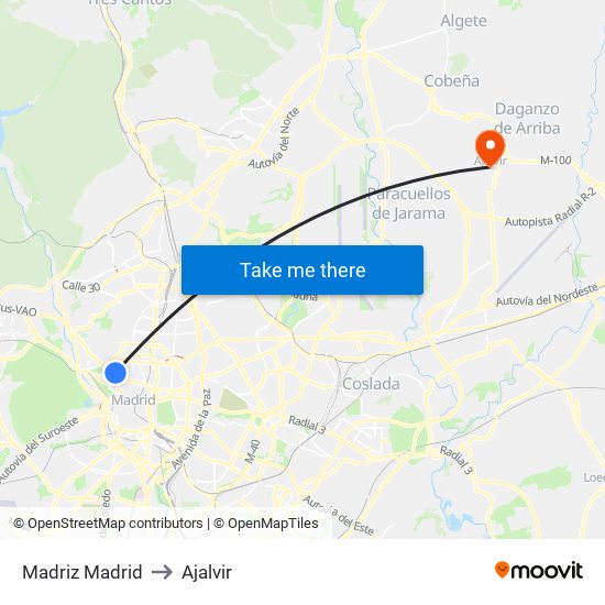 Madriz Madrid to Ajalvir map