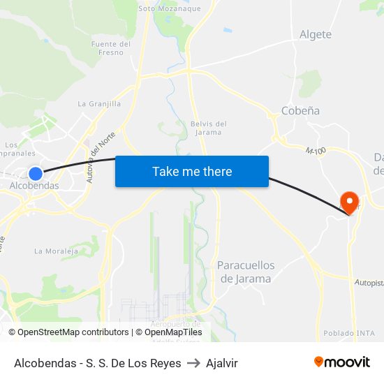 Alcobendas - S. S. De Los Reyes to Ajalvir map