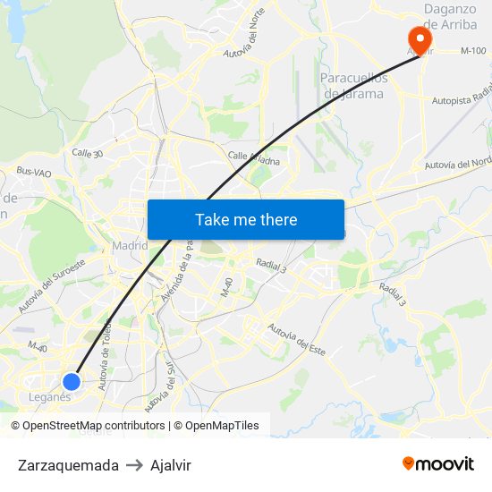 Zarzaquemada to Ajalvir map