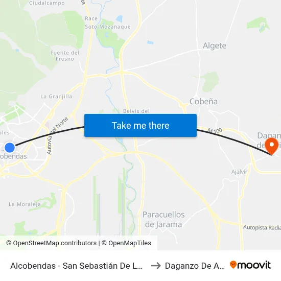 Alcobendas - San Sebastián De Los Reyes to Daganzo De Arriba map