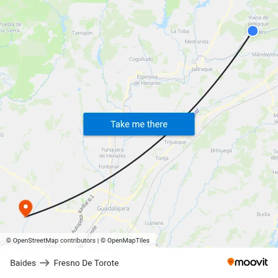 Baides to Fresno De Torote map
