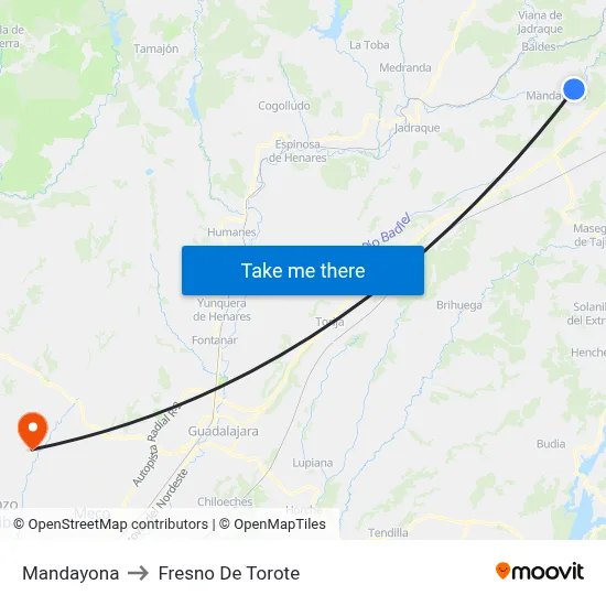 Mandayona to Fresno De Torote map