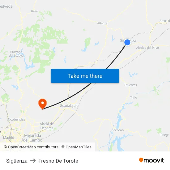 Sigüenza to Fresno De Torote map