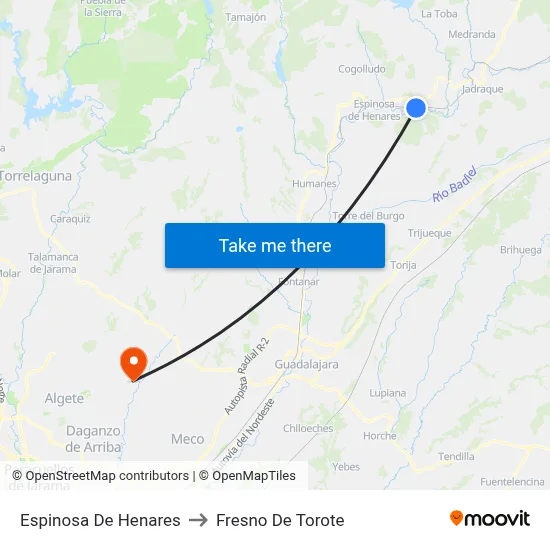 Espinosa De Henares to Fresno De Torote map